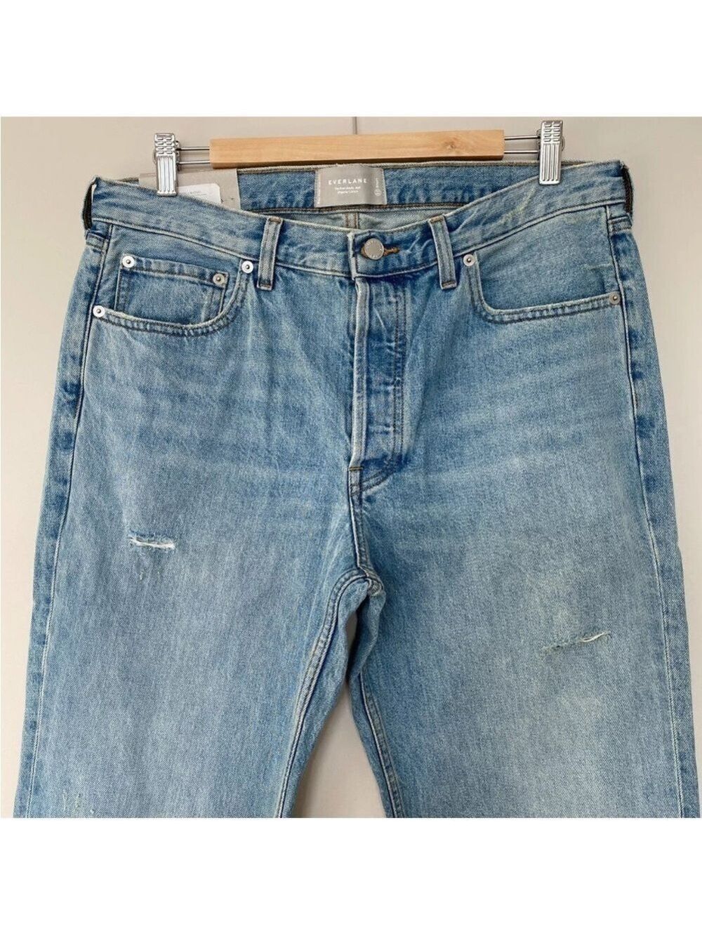 EVERLANE The Everybody Jean Sz E7 Short 30" inseam (Meas. 34" waist) Distressed - Picture 5 of 16